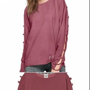 VS PINK LADDER SLEEVE SWEATSHIRT - MAUVE - MED